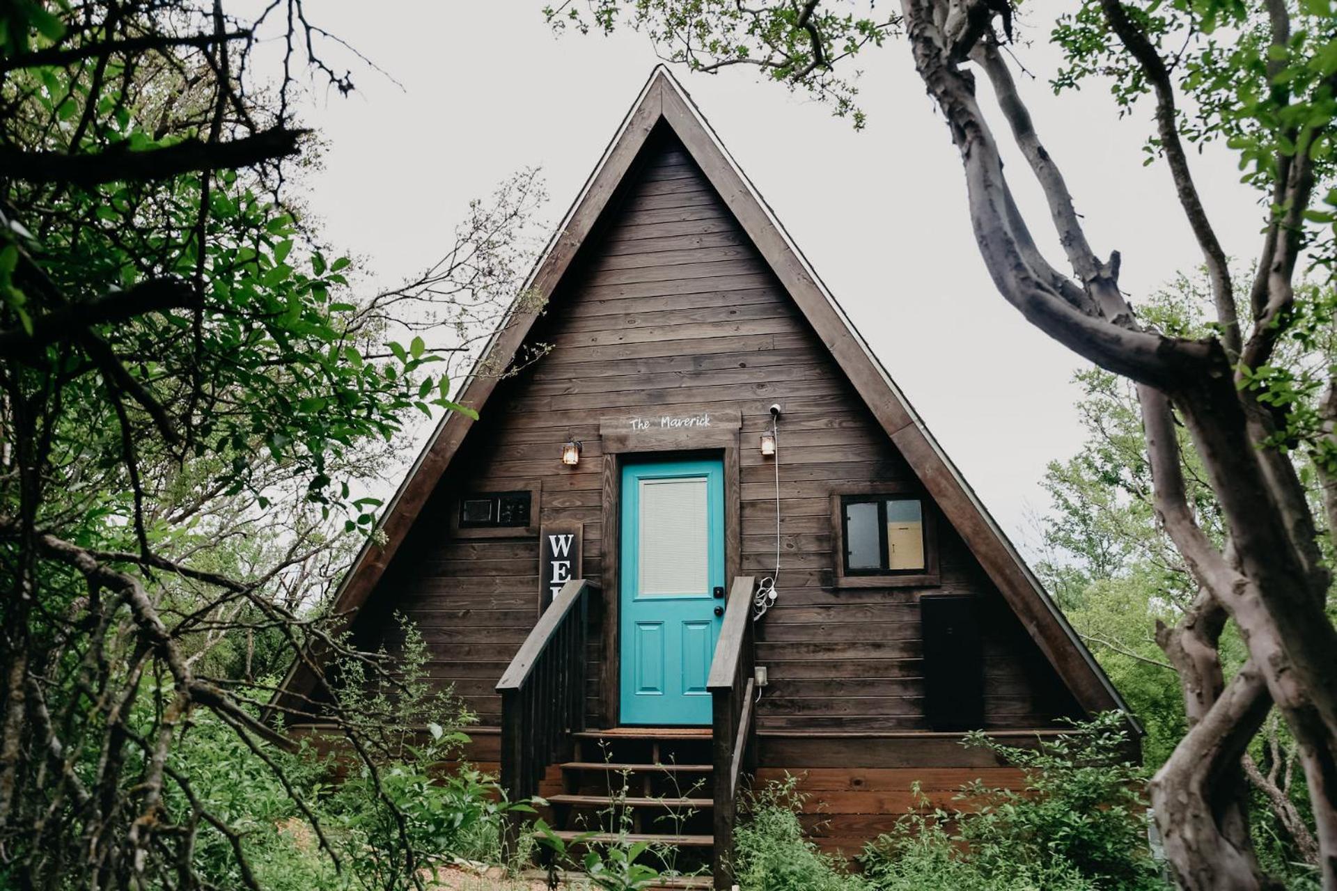 The Maverick: A-Frame W/ Hammock And Tree Top View 뉴 브라운펠스 외부 사진